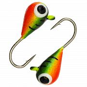 Капля с ушком d 4,0 мм, вес 1,04 гр, окраска малек, зеленый-красный с черными полосками/10 шт/